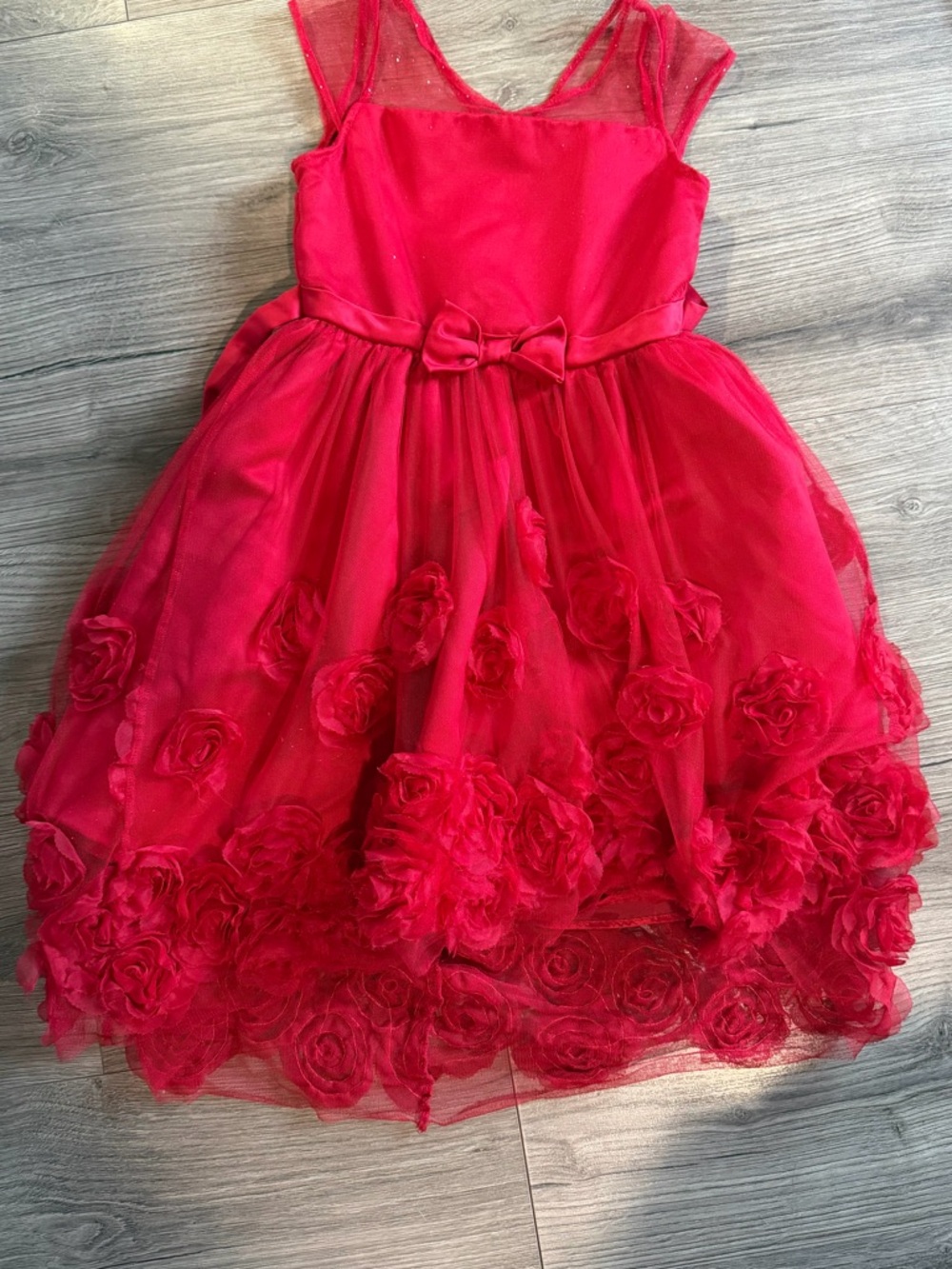 Kensie Girl Red Floral Tulle Dress with Bow